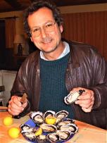 Achim Janke, celebrating one of the first TOPS oysters